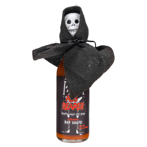 Ass Reaper Hot Sauce with Skull Cap and Cape